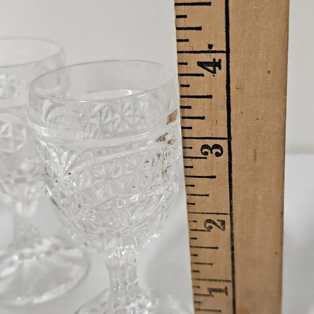 Vintage Glass Cordial Goblets Set 4 Mini Wine Liqueur 3.75